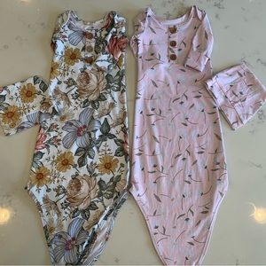 Caden Lane Knotted Gown & Hat Set. Newborn-3M. EUC.